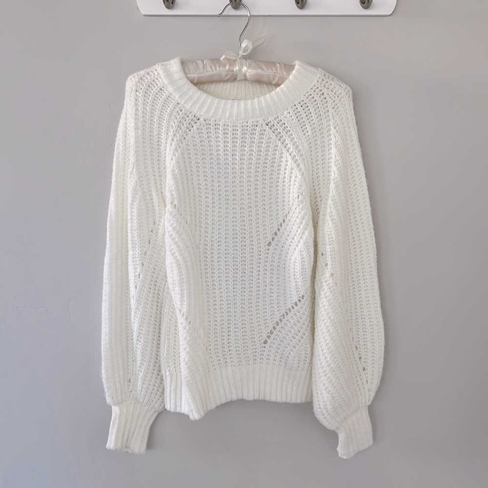 Express Puff Sleeve Sweater White Size XS